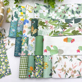 CraftsFabrics 2,5 x 44 Zoll, Blumen- und Karomuster, 42-teiliges Charm-Pack, 100 % Baumwolle, vorgeschnittener Stoff zum Quilten, Scrapbooking, Nähen, Patchwork